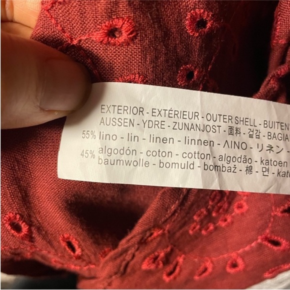Zara Rusty Red Eyelet Button-Up Blouse - Picture 12 of 12